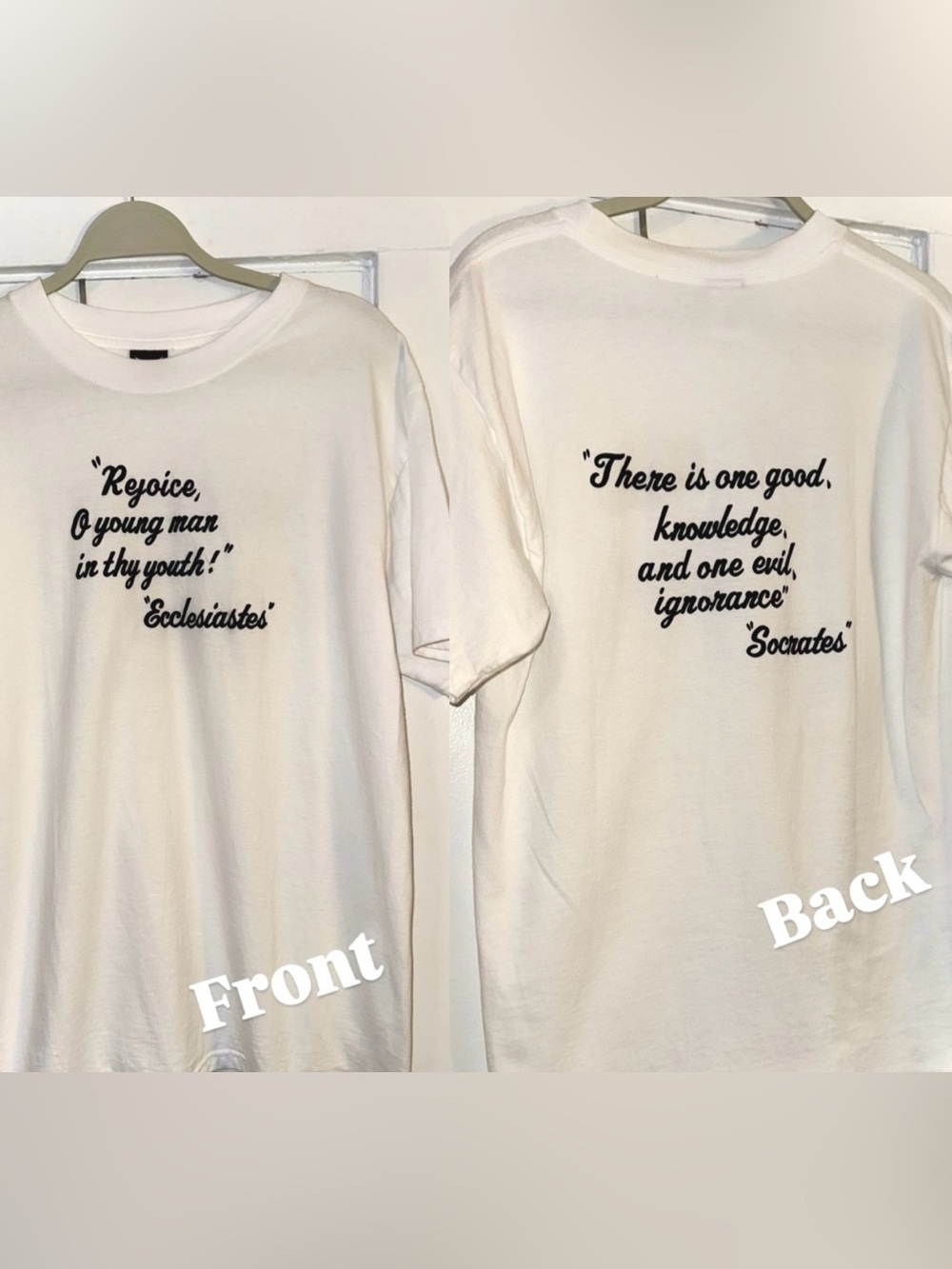 Double Sided Socrates  / Ecclesiastes Unique Quote Crewneck Tee